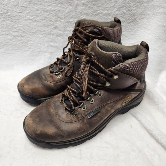 Timberland Flume Mid WP Hiking Boots Men 9.5 Dark Brown Leather Waterproof - Picture 1 of 11
